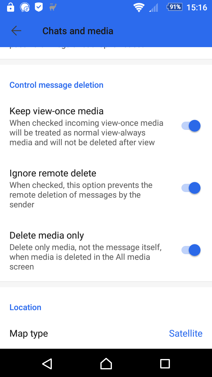Signal disable view once and remote delete